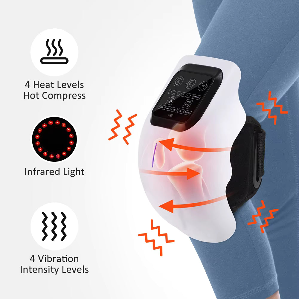 Cordless Heated Knee Massager with Red Light Therapy & Vibration