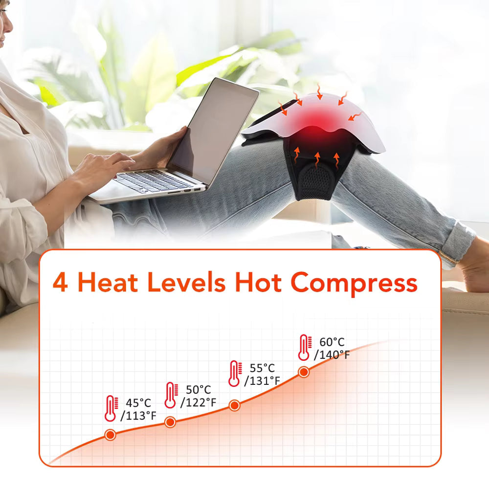 Cordless Heated Knee Massager with Red Light Therapy & Vibration