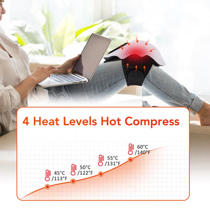 Cordless Heated Knee Massager with Red Light Therapy & Vibration