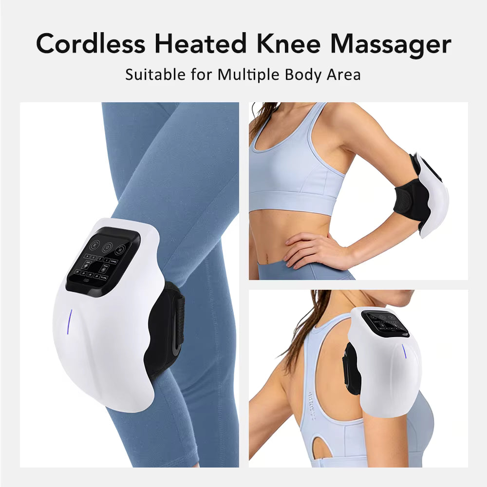 Cordless Heated Knee Massager with Red Light Therapy & Vibration